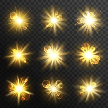 Sun light, burst and explosion, golden glow, flash イラスト素材