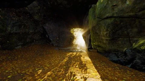 Sun light in the cave Stock Illustration