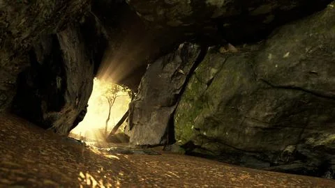 Sun light in the cave Stock Illustration