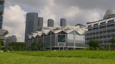 Sun light day time suntec city mall block panorama singapore Vídeo Stock 60391308
