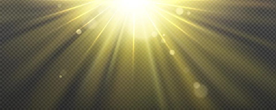 Sun light effect with yellow rays and lens glare Stock Illustration