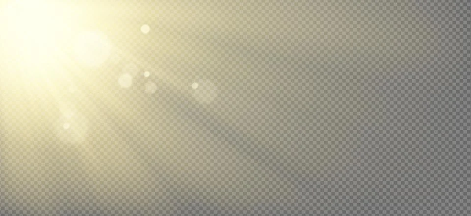 Sun light effect with yellow rays and lens glare Stock Illustration