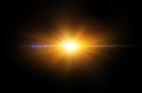 Sun light, explosion, isolated on black Stock Illustration