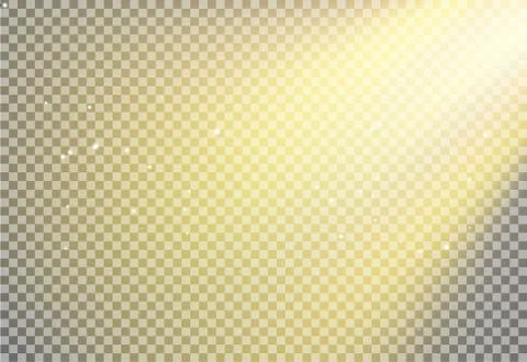 Sun light flare background effect, Sunlight ray glowing beam on transparent Stock Illustration