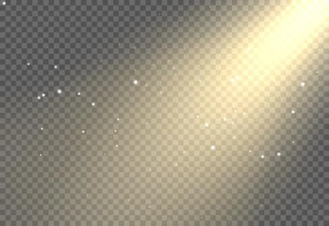Sun light flare background effect, Sunlight ray glowing beam on transparent Stock Illustration