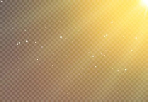 Sun light flare background effect, Sunlight ray glowing beam on transparent Stock Illustration