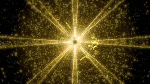 Sun light glow stroke neon flicker particle loop animation Stock Footage 152923173