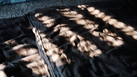 Sun Light On A Grey Bed Stock Footage 106034238