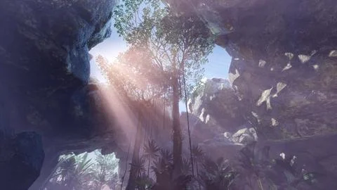 Sun Light inside Mysterious Cave Illustrazione stock