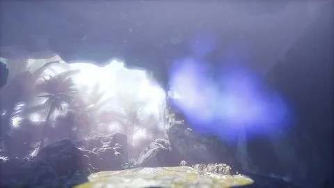 Sun Light inside Mysterious Cave Illustrazione stock