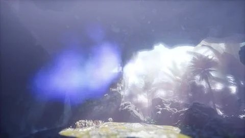 Sun Light inside Mysterious Cave Illustrazione stock