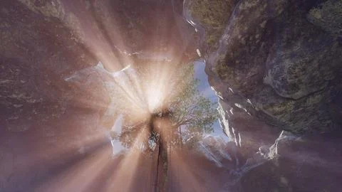 Sun Light inside Mysterious Cave Illustrazione stock