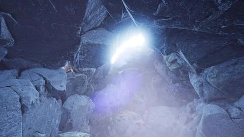 Sun Light inside Mysterious Cave Illustrazione stock