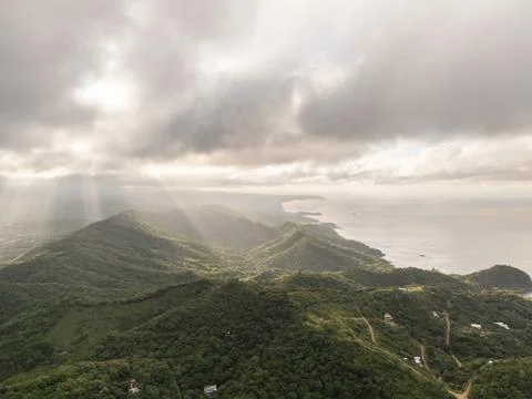 Sun light ray come out from cloud sky Stock Photos