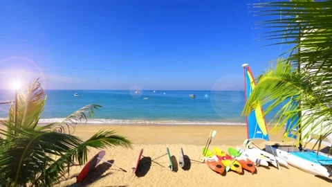 Sun light ray n bokeh lens flare effect over cyan deep blue sea water surface Stock Footage 151387588