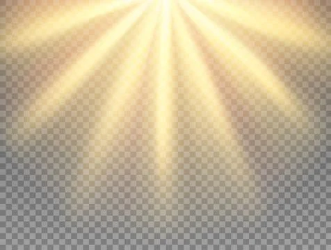Sun light rays on transparent background, sunlight Stock Illustration