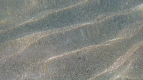 Sun light on sand under water on coast and ripples waves on surface Stock Footage 119106222