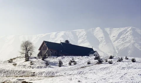 Sun light in snow covered Gulmarg . Stock Footage 250357968