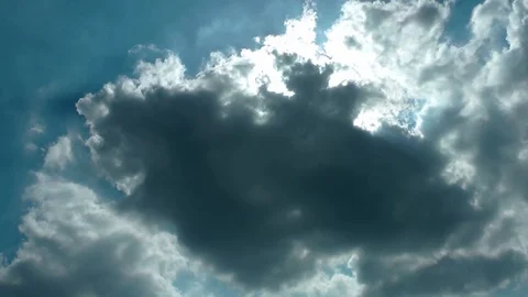 Sun Lights and Summer Rain Cumulus Clouds on Sky Stock Footage 90314189
