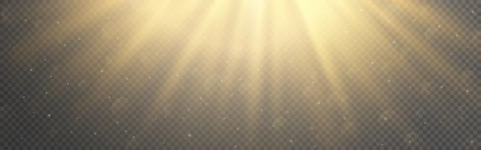 Sun lights effect. Light rays wide banner. Warm realistic sunlight. Sunshine Illustrazione stock
