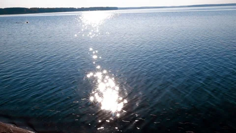 Sun Lights On Lake Waves Stock Footage 162638932