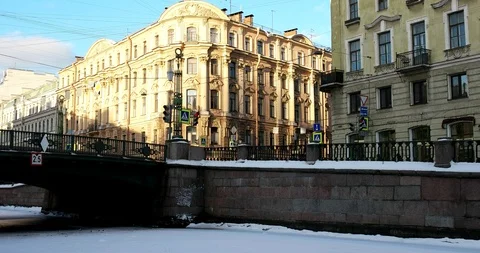 The sun lights up the old house, Saint Petersburg, Russia Video stock 101097661