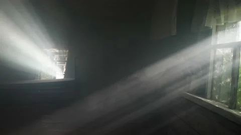 Sun lights in the windows of old house Stock Footage 170266503