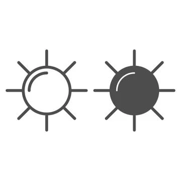 Sun line and solid icon, Summer concept, sunlight sign on white background, sun Stockillustratie