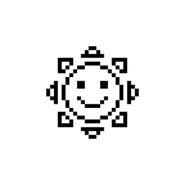 Sun Line Art Pixel Stock Illustration