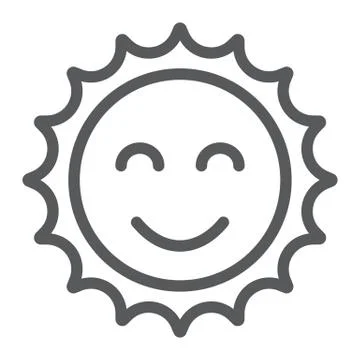 Sun line icon, easter and summer, smile sun sign, vector graphics, a linear Stock Illustration