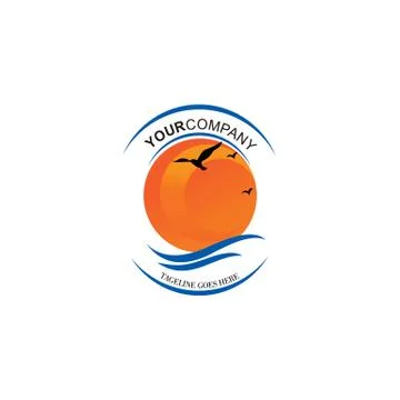 Sun logo summer wave vector, Graphic Design illustrations Stock Illustration