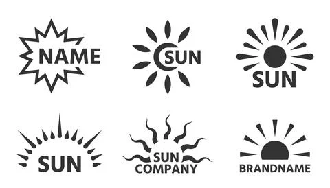 Sun logo tag label sunny hot business emblem set Stock Illustration