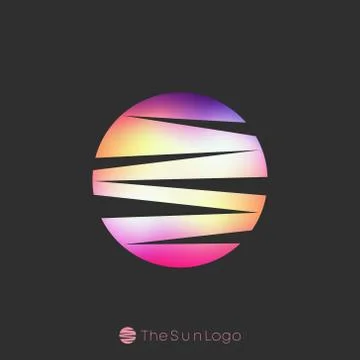 Sun logo template, colorful gradient logotype, geometric abstract design Stock Illustration