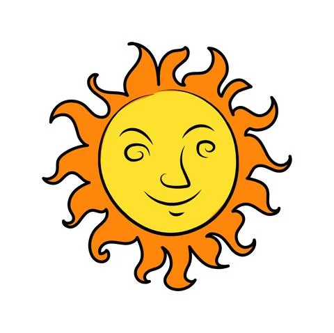 Sun logo Vector, Cartoon Sun with face Stock-Illustration