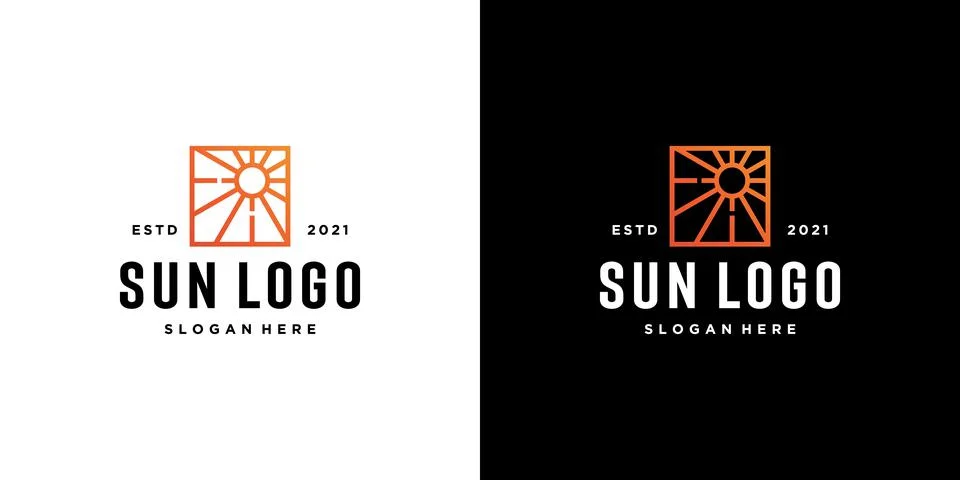 Sun logo vector icon design linear Stock Illustration
