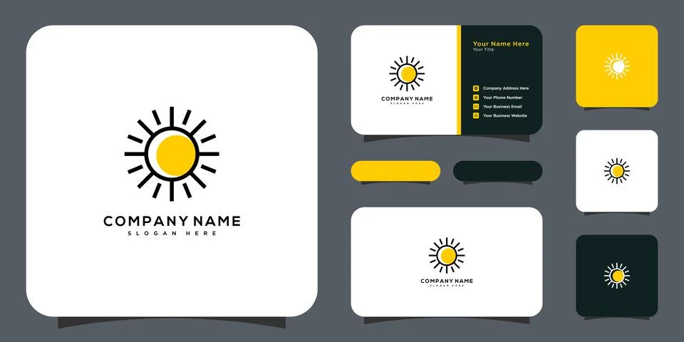 Sun logo vector icon design linear Stock Illustration