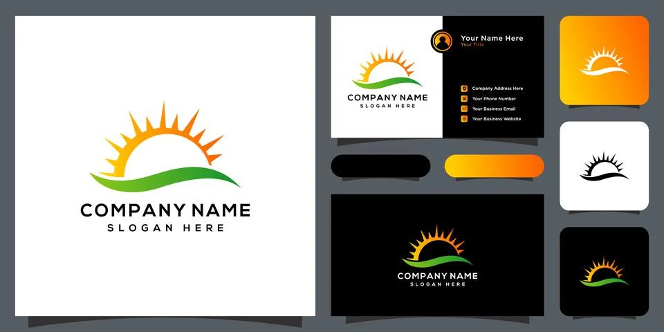 Sun logo vector icon design linear Stock Illustration