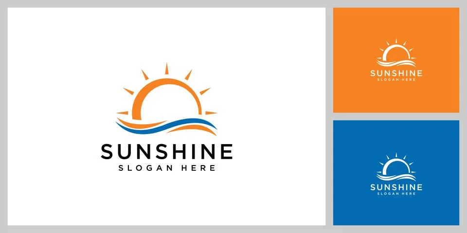 Sun logo vector icon design linear Illustrazione stock
