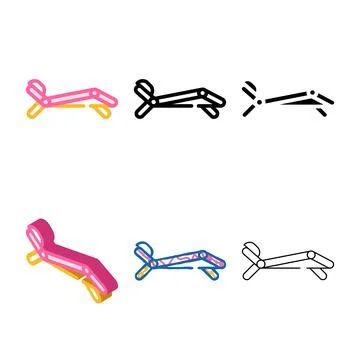 Sun lounger color icon vector pack isolated Stock Illustration