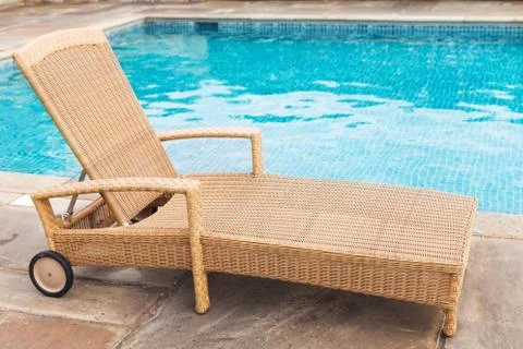 The sun lounger by the pool Stock Photos
