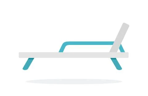 Sun lounger vector flat material design isolated object on white background. Stock Illustration