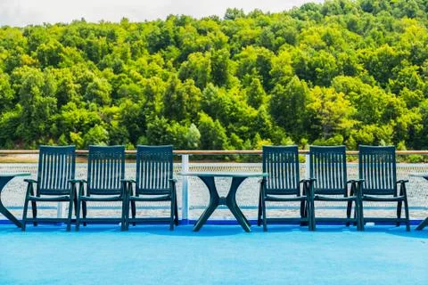 Sun loungers on deck Stock Photos