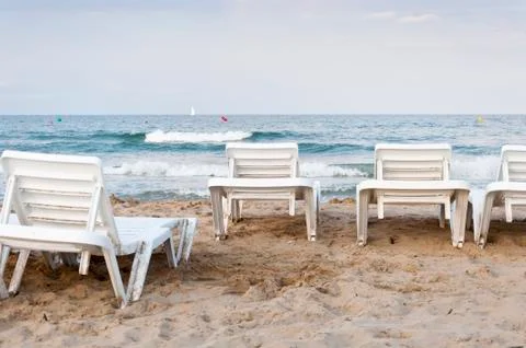 Sun loungers Stock Photos