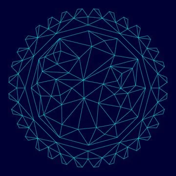 Sun low poly triangulation triangulated polygonal electric cyan blue vibrant  Stockillustratie