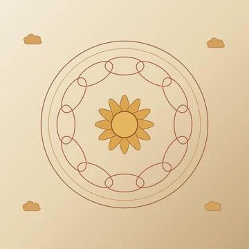 Sun with mandala pattern in a circular design on a transparent background i.. イラスト素材