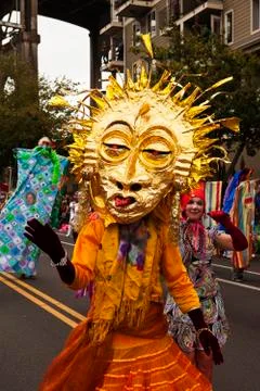 Sun mask in the parade Stock Photos