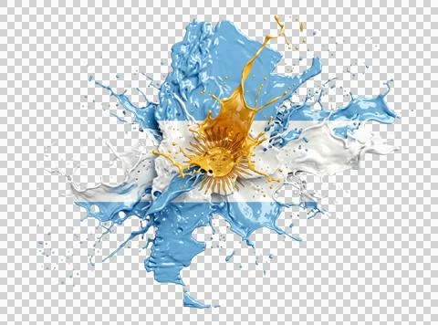 Sun of may and argentina map in creative paint splash style with golden flu.. Stock Illustration
