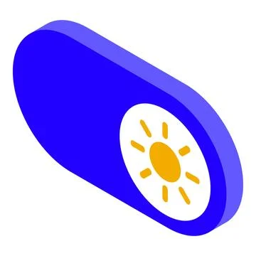 Sun mode toggle button showing light setting in isometric view 스톡 일러스트