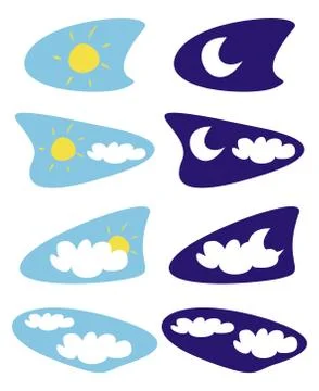Sun, moon and clouds - vector weather icons illustrations Stock Illustration