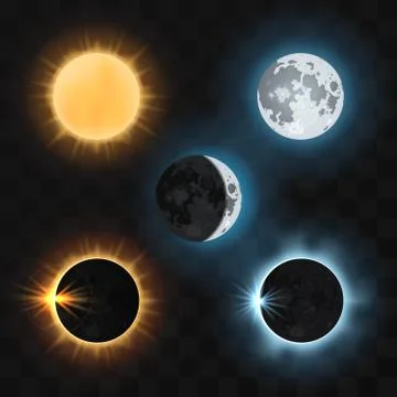 Sun moon eclipses. Vector illustration Stock Illustration